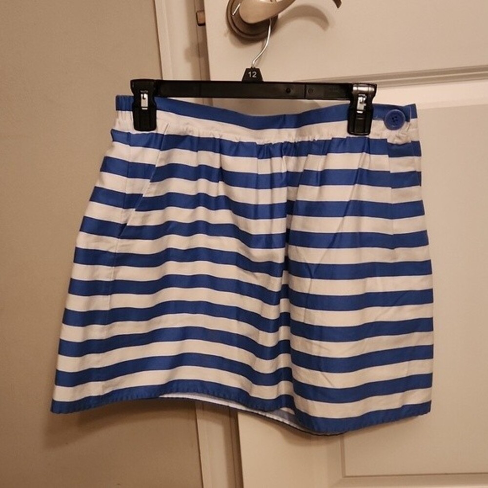 Lilly Pulitzer Mimosa Skirt Blue & White Nautical Stripes Size L